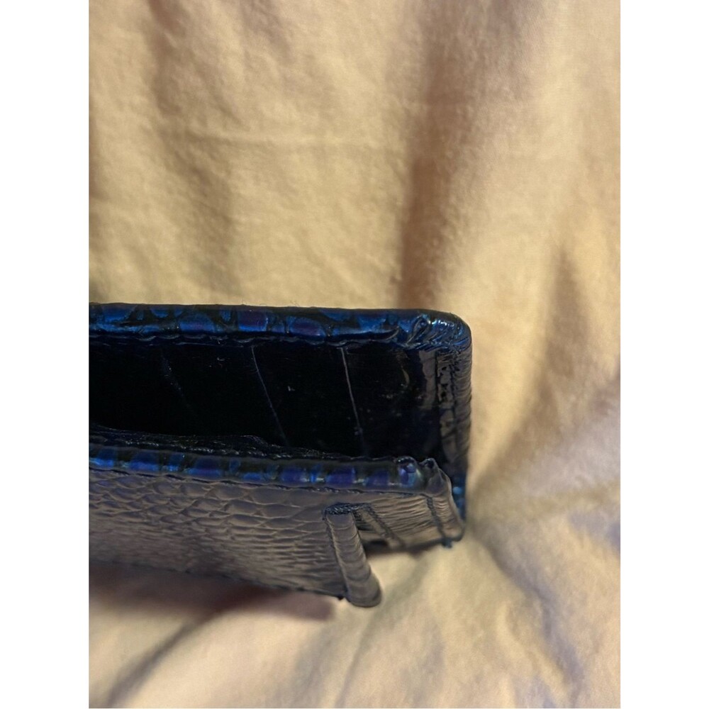 Brahmin Melbourne Ady Bifold Wallet Neptune Blue Croc Embossed Genuine Leather - Picture 4 of 6